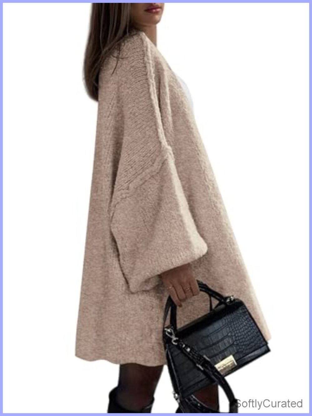 Oversized Long Cardigan Sweater Knit Open Front Casual Layering - Picture 3 of 6